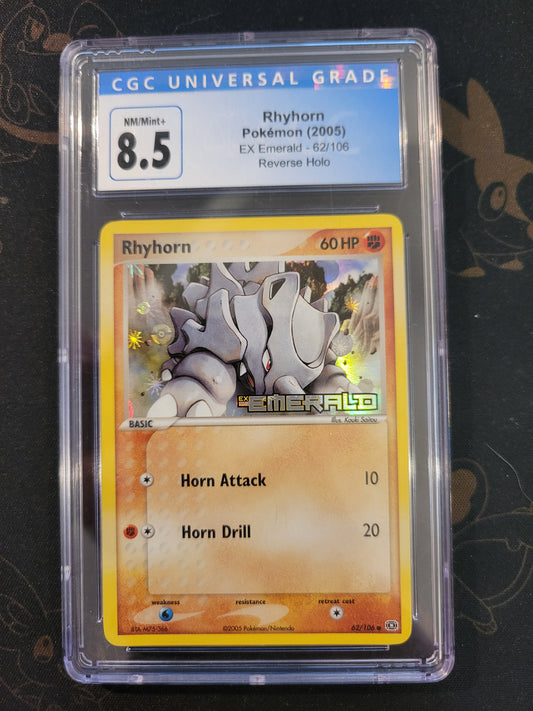 Rhyhorn #62 EX Emerald - Reverse Holo - 8.5 CGC