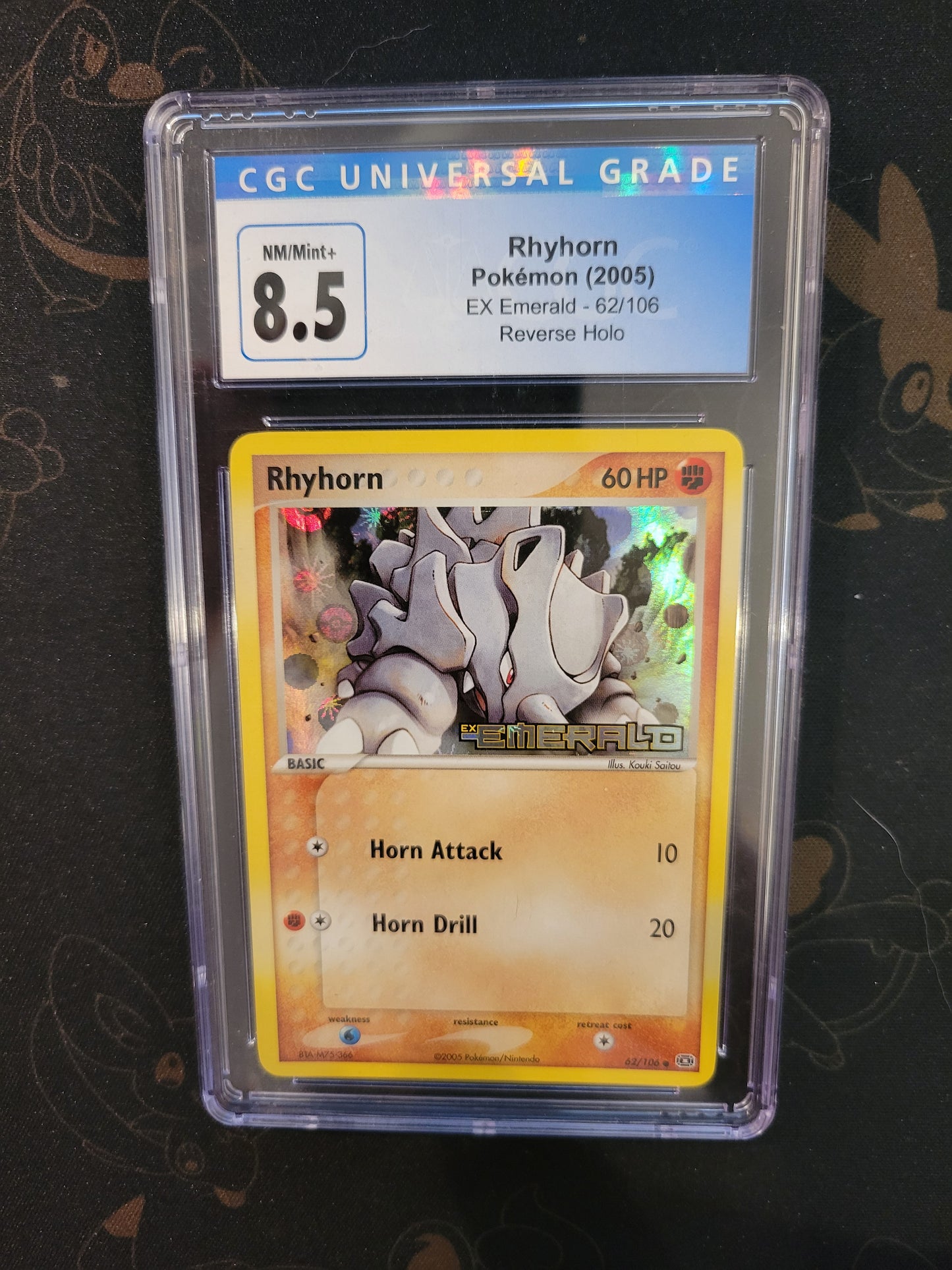 Rhyhorn #62 EX Emerald - Reverse Holo - 8.5 CGC