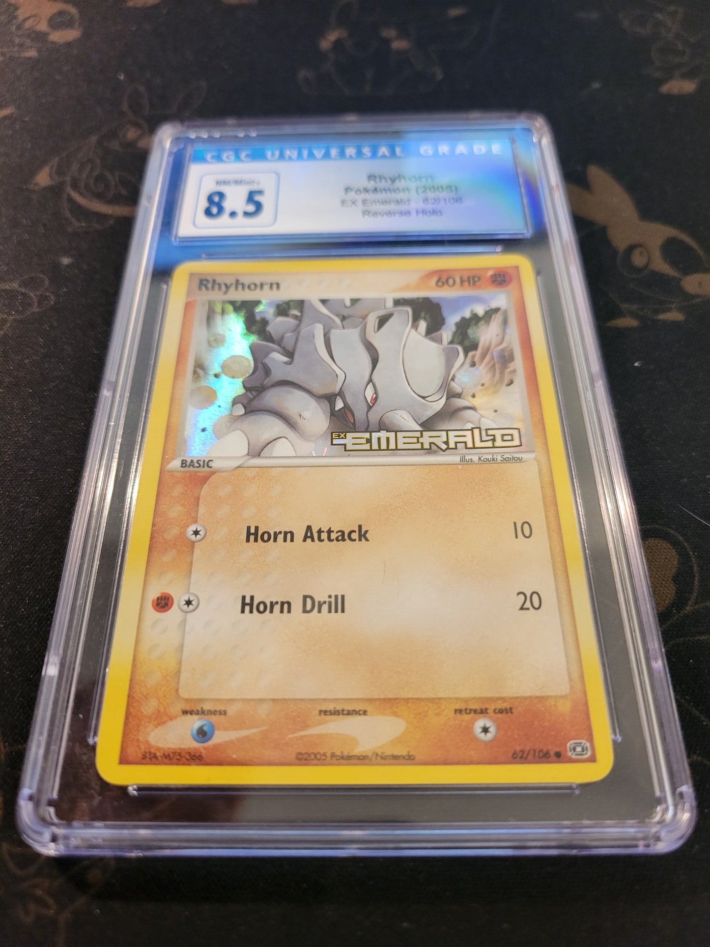 Rhyhorn #62 EX Emerald - Reverse Holo - 8.5 CGC