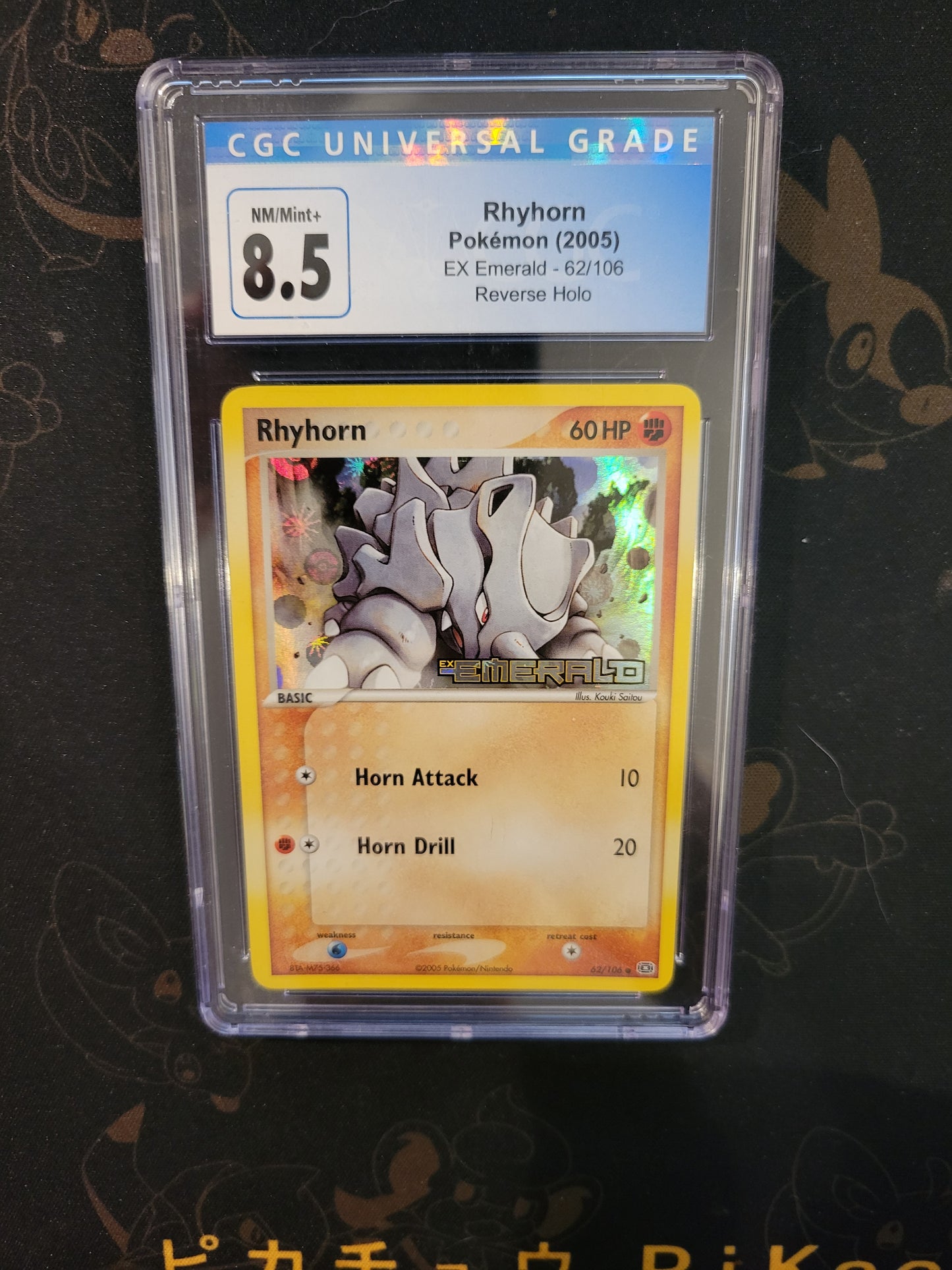 Rhyhorn #62 EX Emerald - Reverse Holo - 8.5 CGC