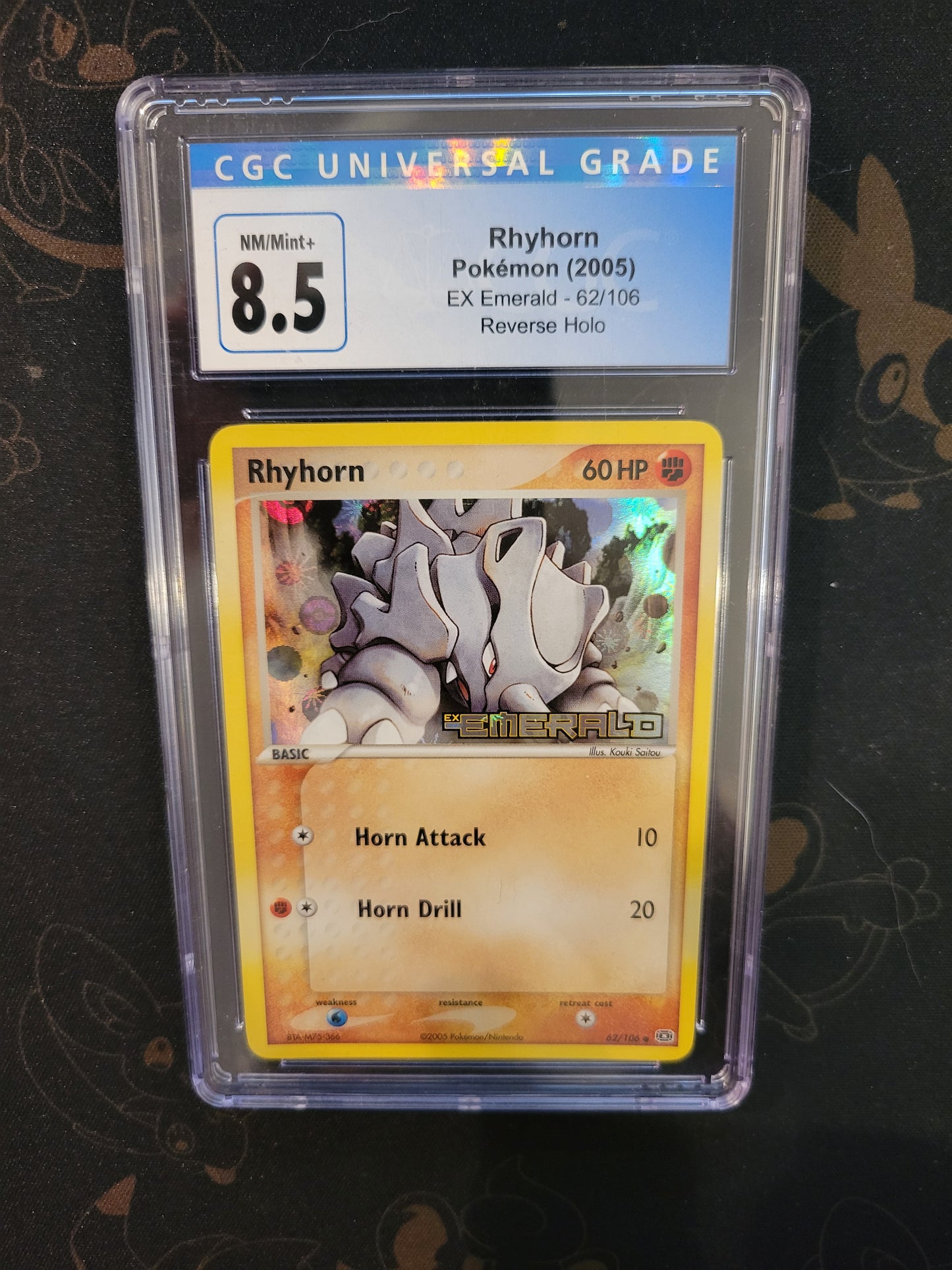 Rhyhorn #62 EX Emerald - Reverse Holo - 8.5 CGC